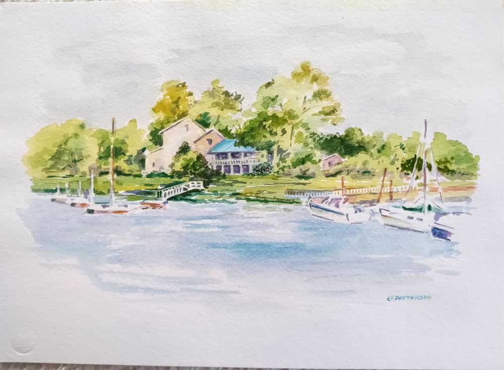 Dockside, watercolor painting by Geneva Patterson