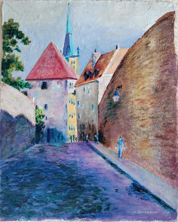 painting of Tallinn, Estonia scene by Geneva Patterson